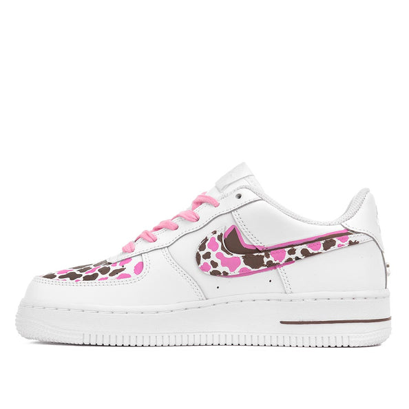 Nike AF1 muccate rosa e marrone con lacci rosa