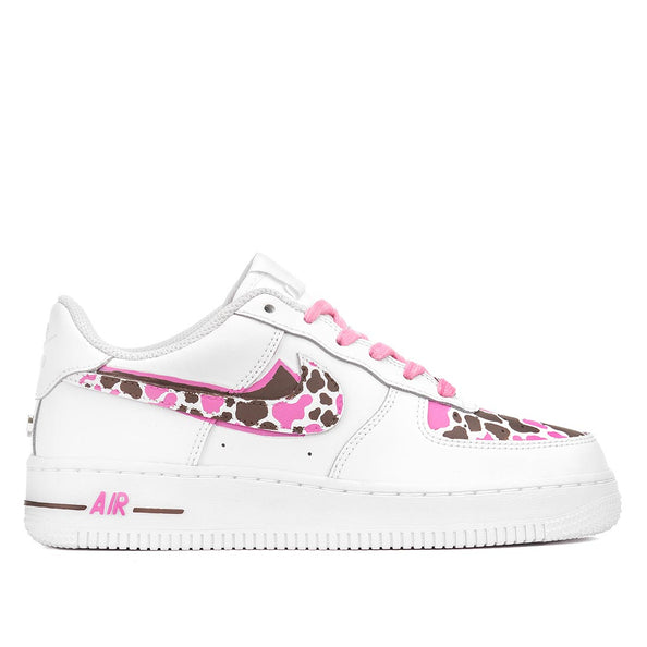 Nike air force one country cow muccate rosa e marroni con lacci rosa