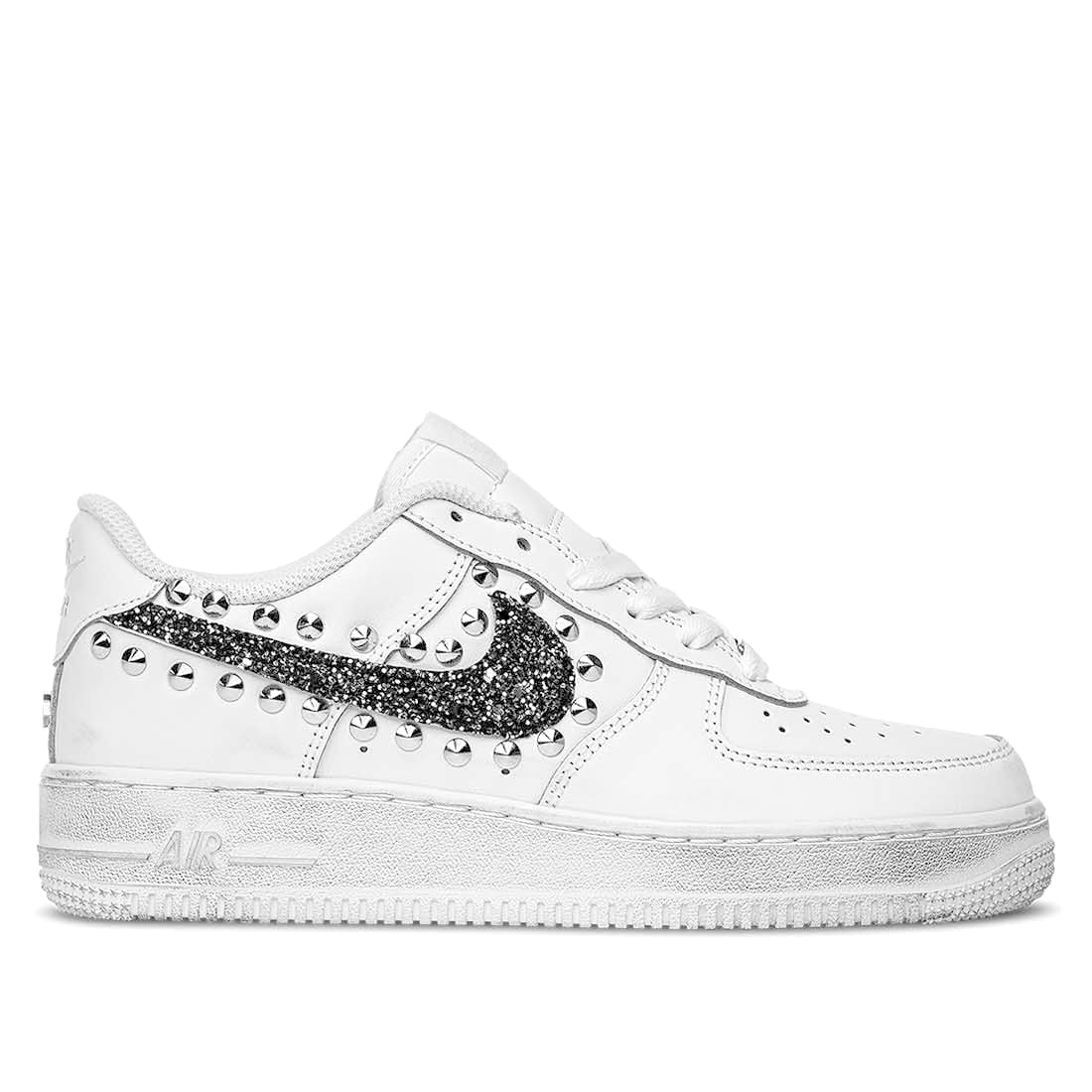 Glitter Air Force Bianche A Stivaletto Nike AF1 Glitter Nero E Borchie