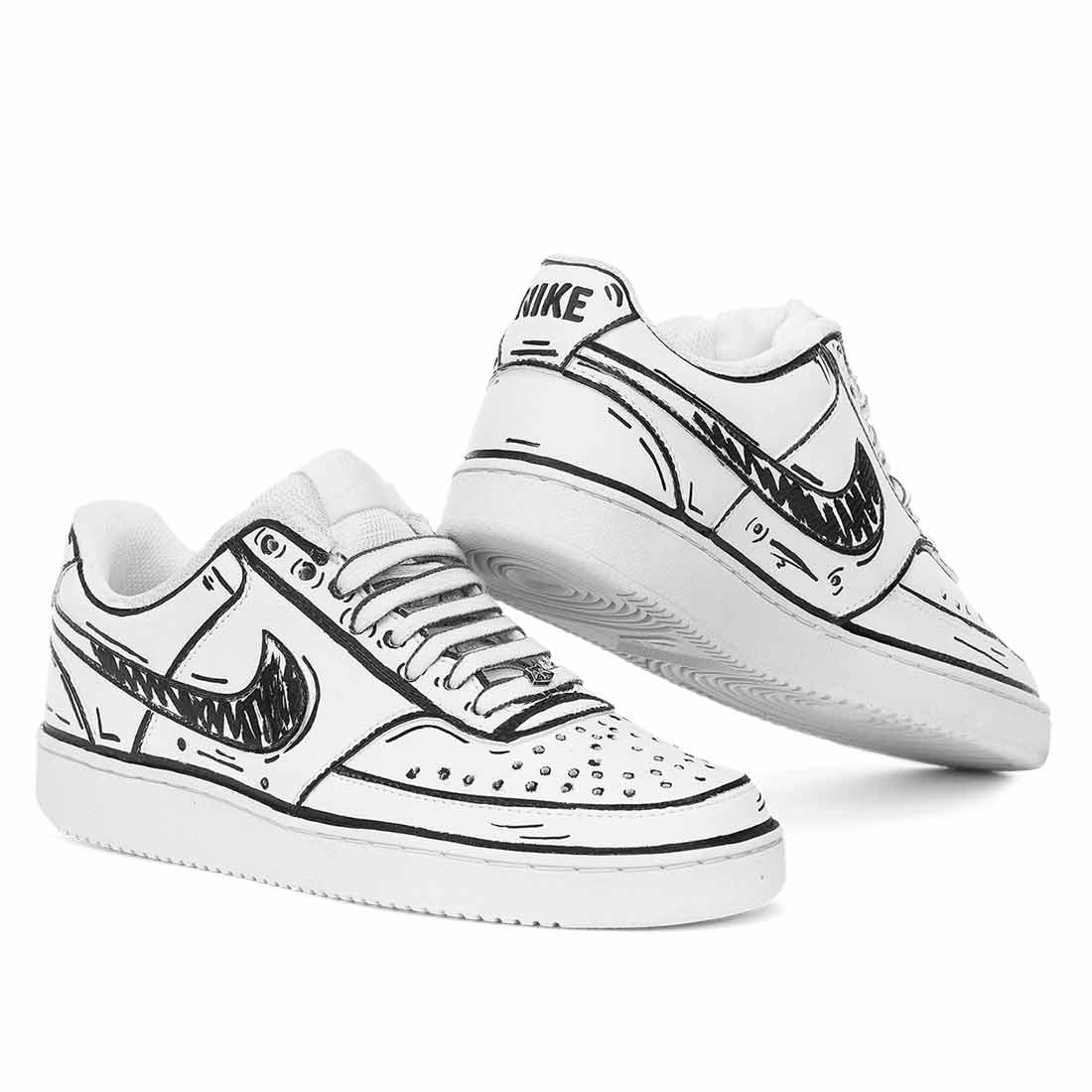 Nike Court Cartoon - Disegnate 2D - Bianco e Nero - Outlet