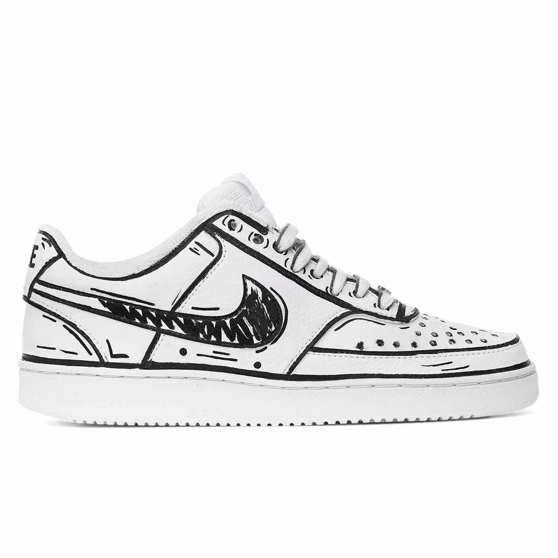 Nike Court Cartoon - Disegnate 2D - Bianco e Nero - Outlet