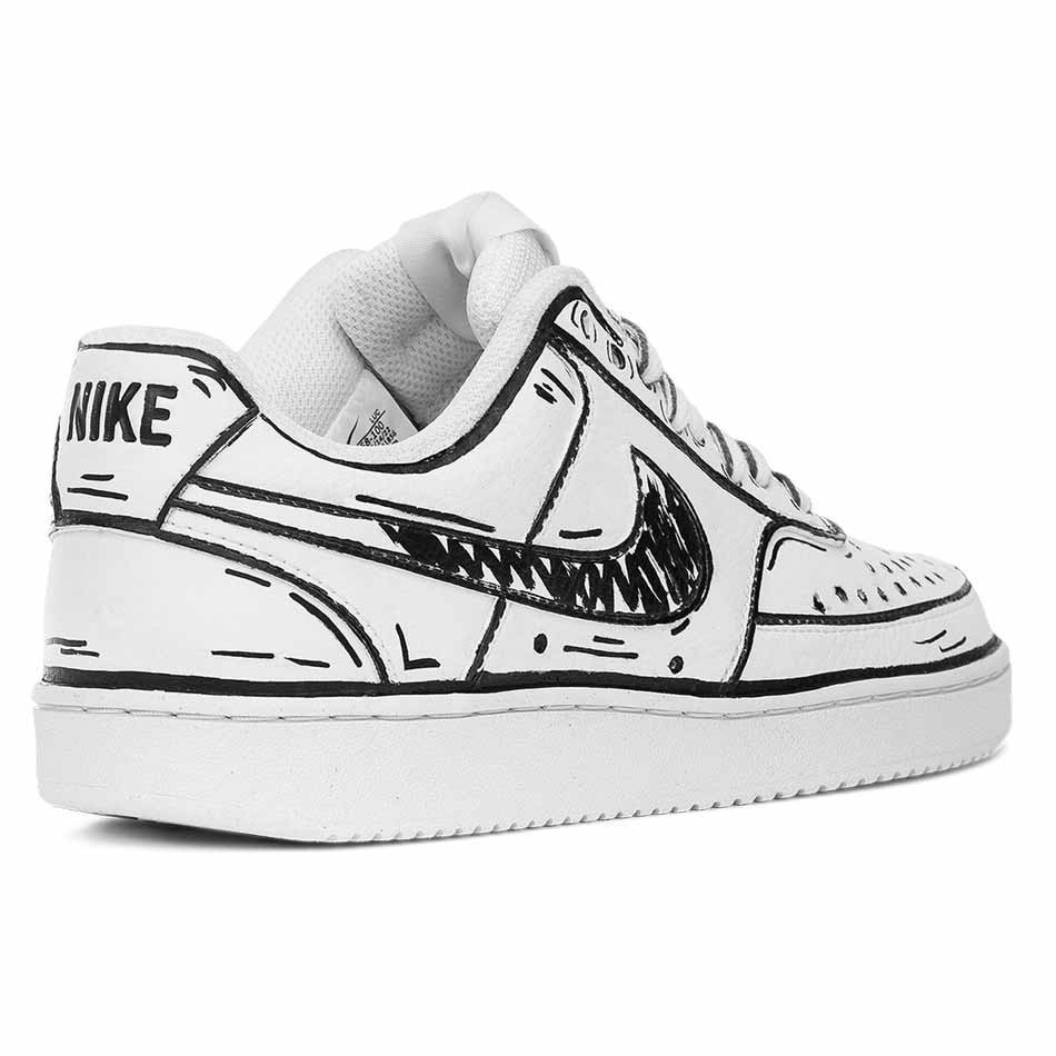 Nike Court Cartoon - Disegnate 2D - Bianco e Nero - Outlet