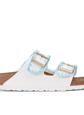 Birkenstock Arizona all'uncinetto fatte mano con filo azzurro