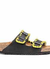 Ciabatte Birkenstock nere con Ricamo Giallo