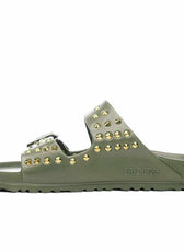 Sandali Birkenstock Verdi personalizzati con borchie oro