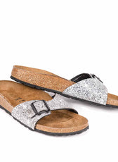 Ciabatte birkenstock madrid con brillantini argento
