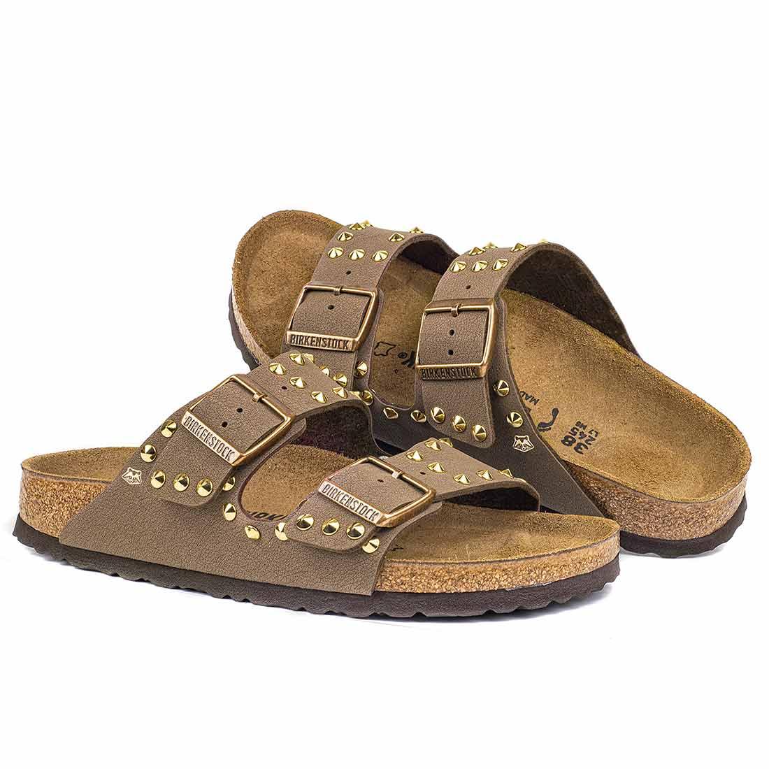 Personalizzazione Birkenstock Arizona con Borchie Oro - Marrone Mocca - Outlet