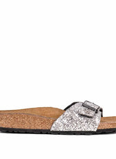 Sandali birkenstock madrid con glitter luccicosi argento