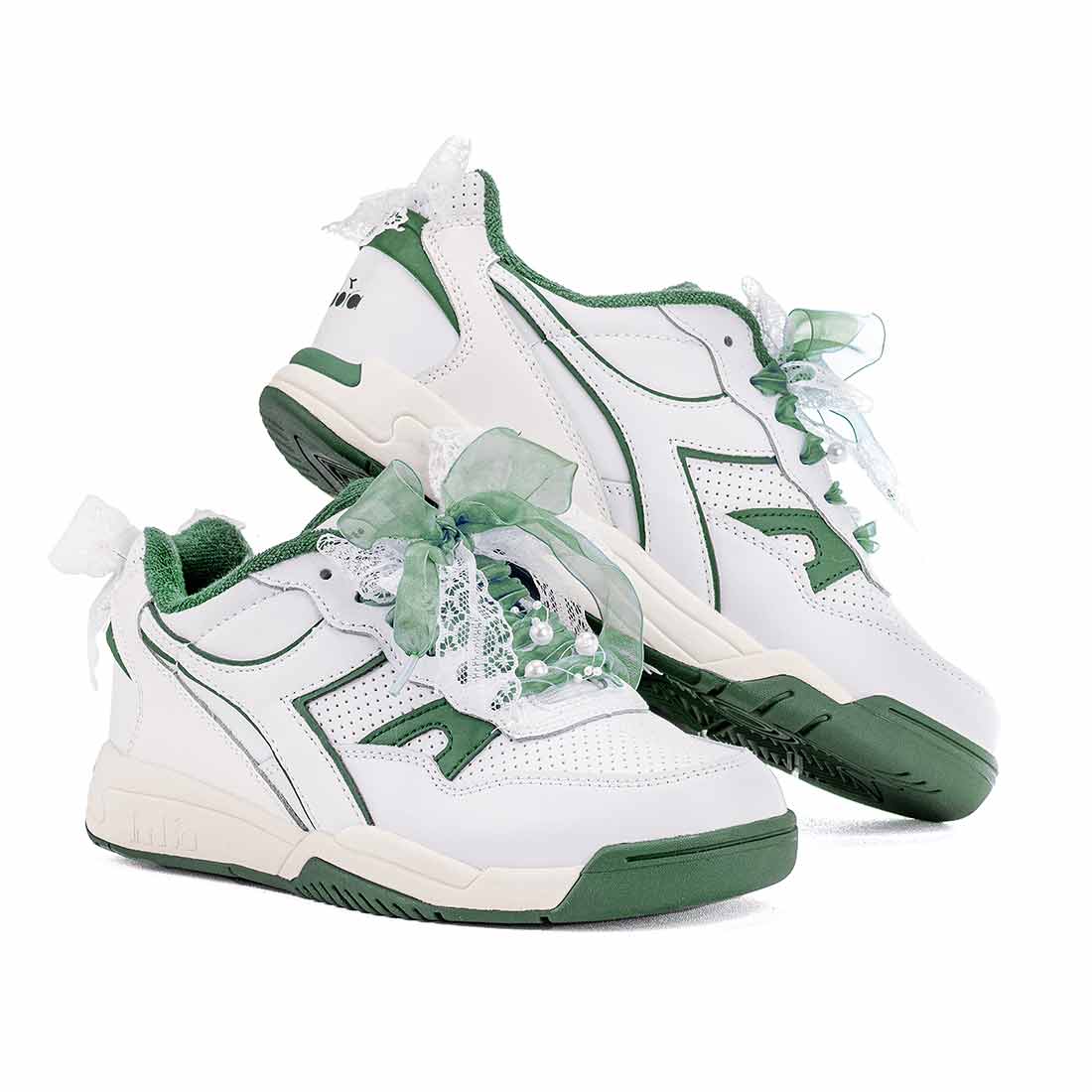 Scarpe in stile kawaii diadora color verde con pizzo