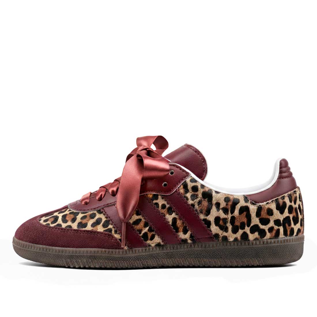 scarpe samba animalier leopardato con lacci bordeaux