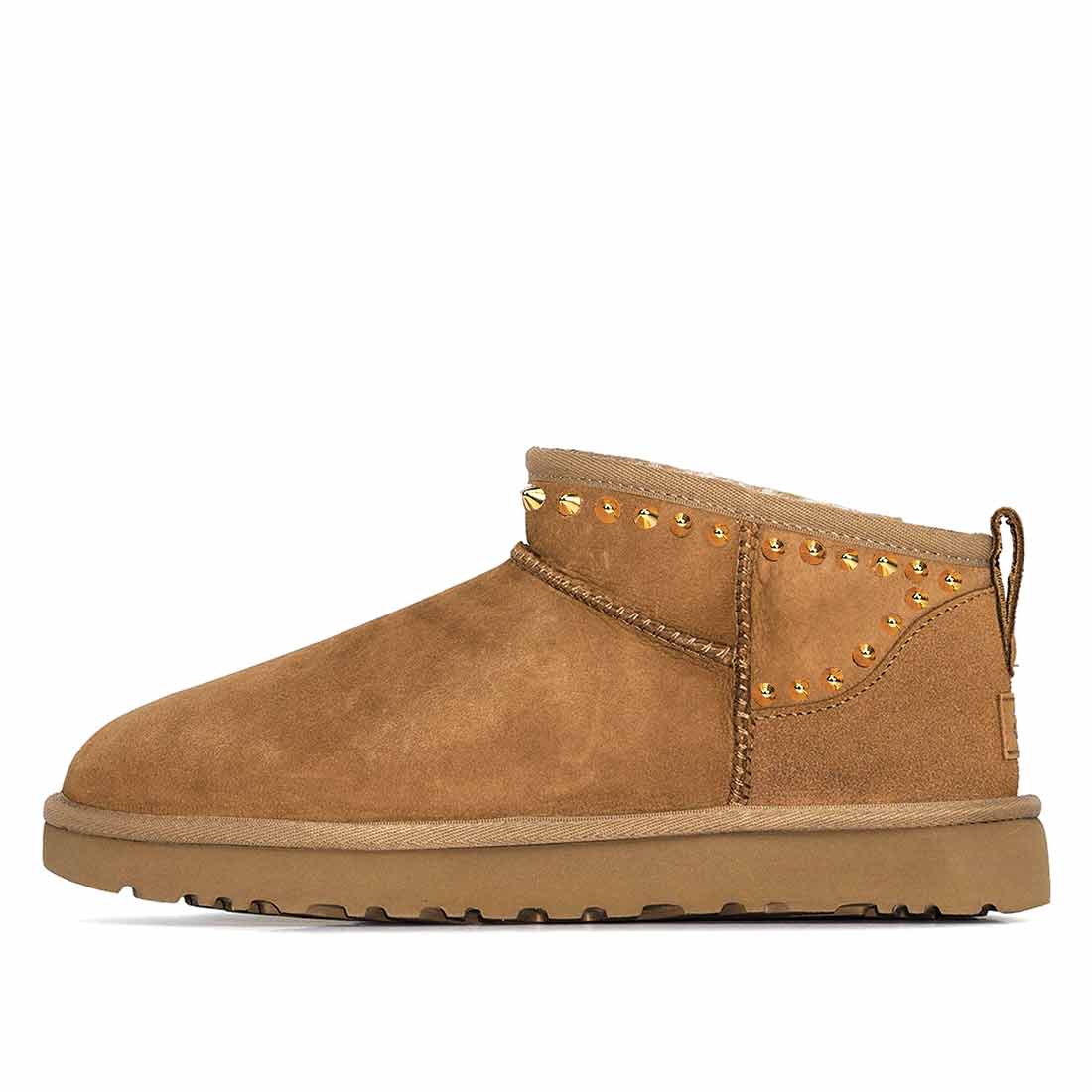 stivaletti UGG marroni con borchiette oro