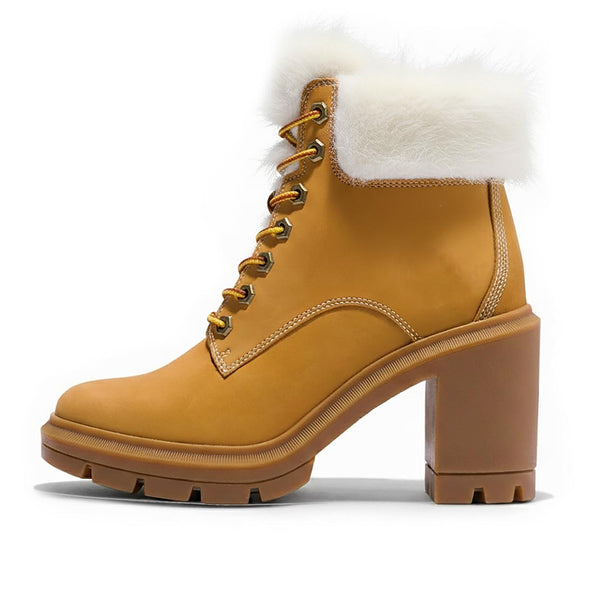 stivaletto con tacco timberland con furry bianco