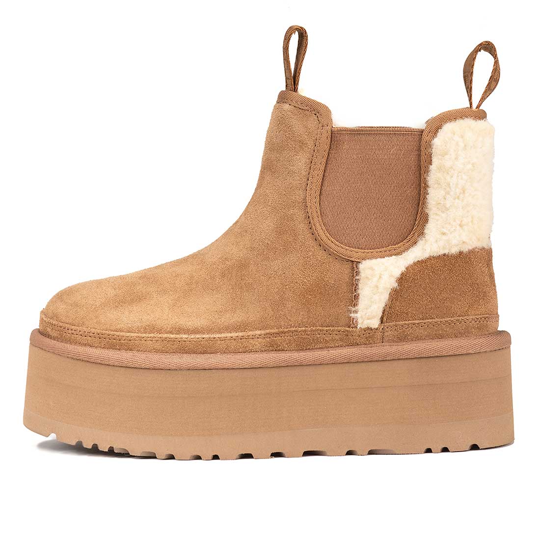 stivaletti UGG Chelsea con zeppa Neumel con pelo bianco tipo Teddy