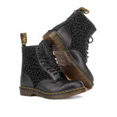 Stivali dr martens neri con effetto leopardato e brillantini neri