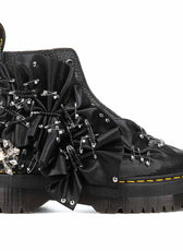 Stivali dr martens sinclair suola platform spille argento con perline nere e argento e gioiello sul tallone stile gothic