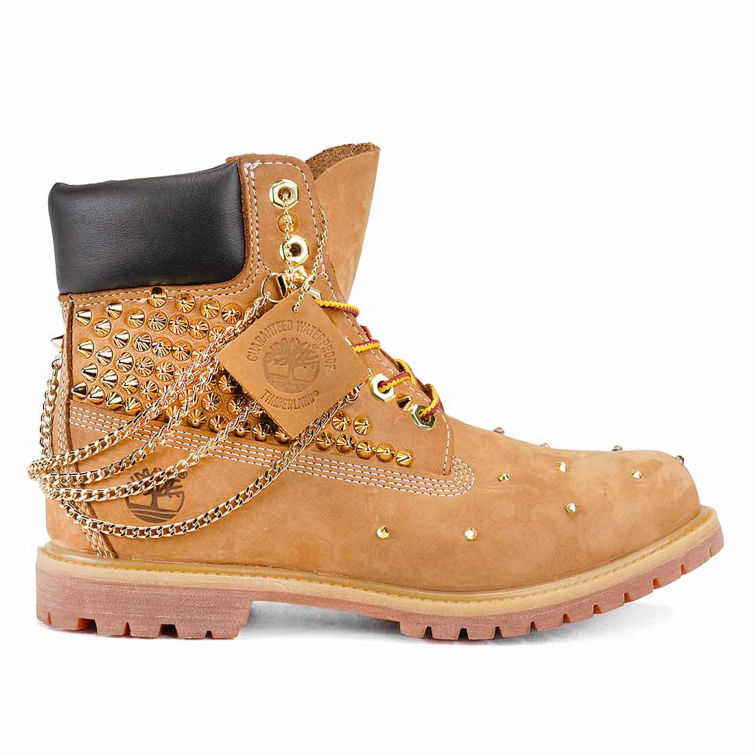 Timberland con borchie oro e catene oro