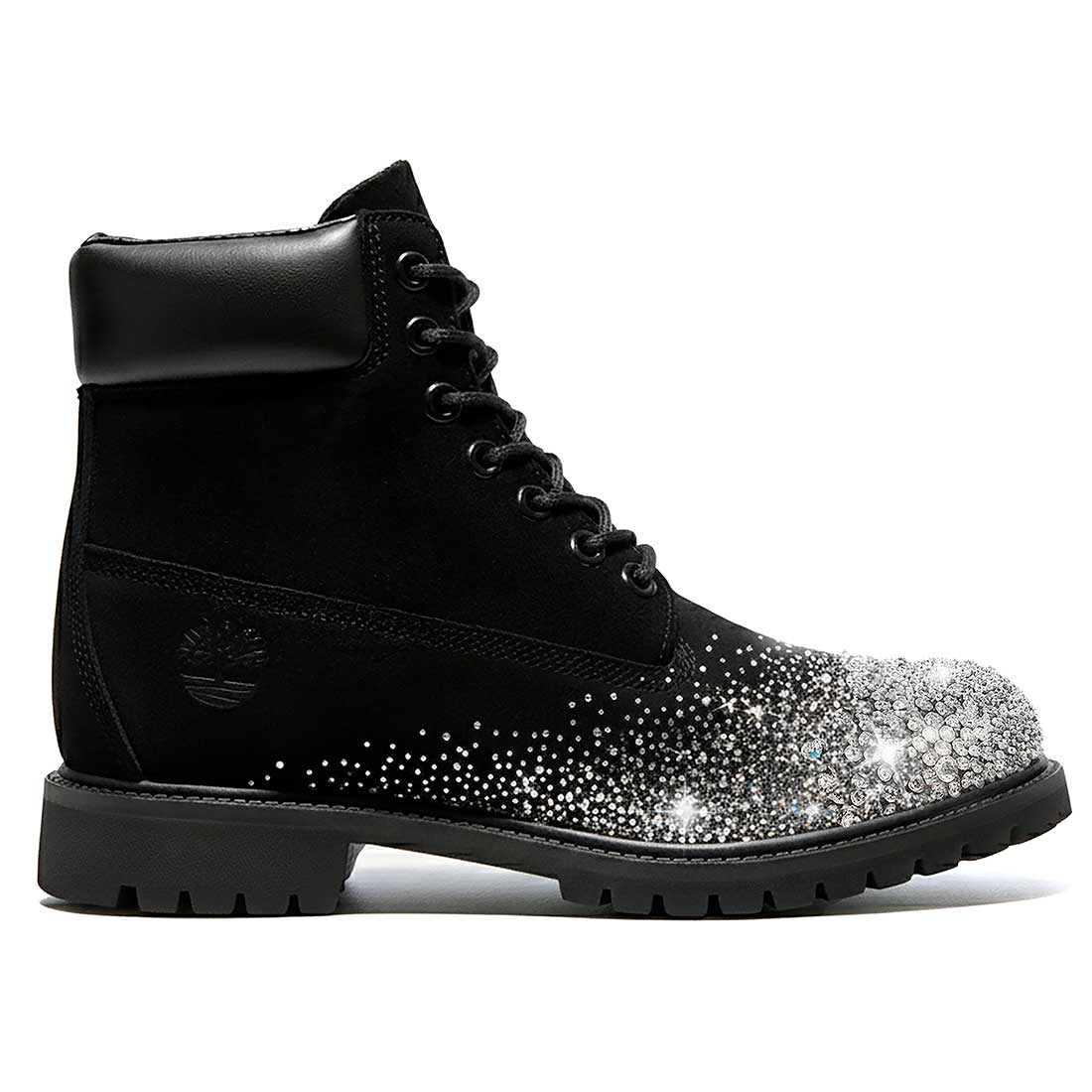 timberland nere con strass a cascata