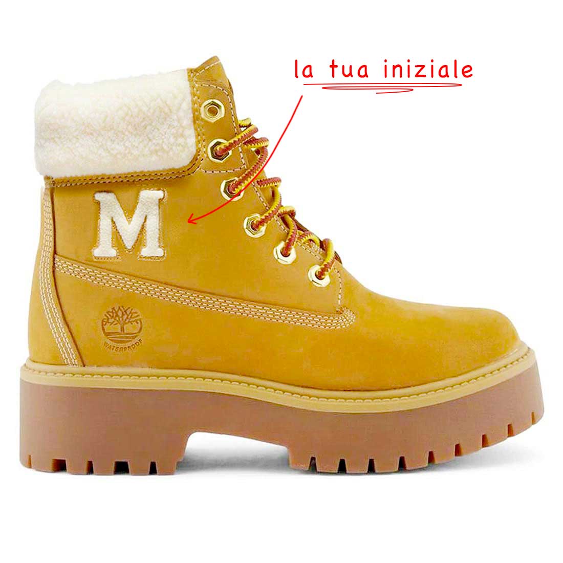 timberland platform teddy con lettera personalizzata