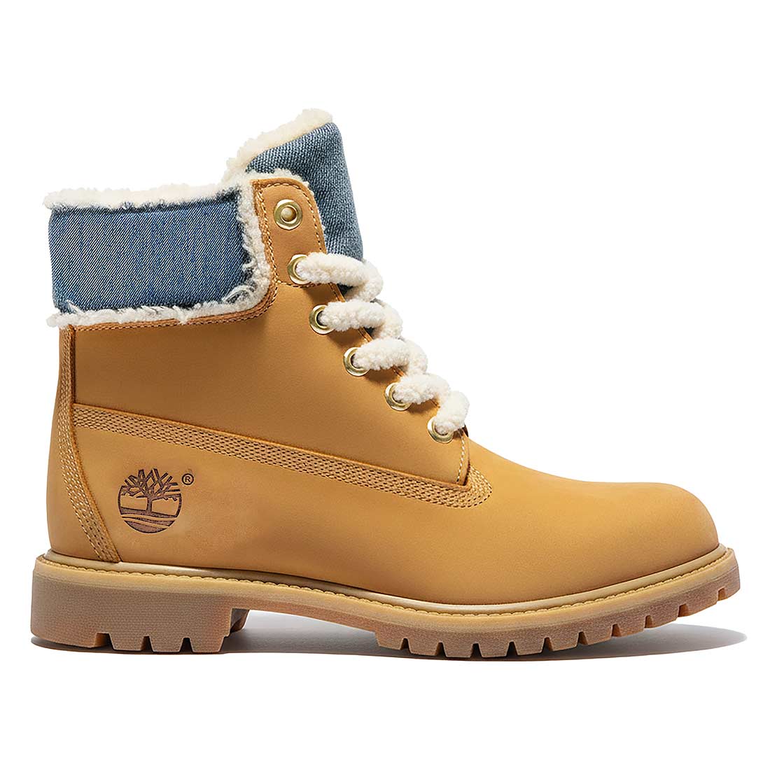 timberland stivaletto con denim e teddy per l'inverno