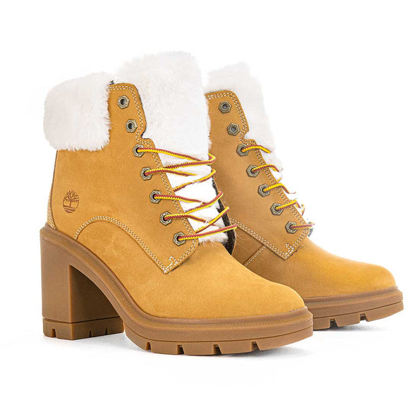 timberland con tacco e furry bianco
