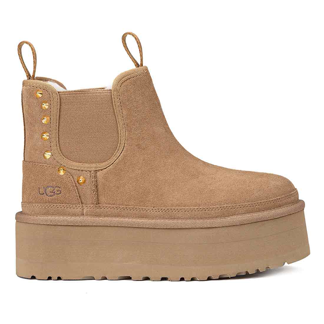 Stivali UGG platform con borchie oro