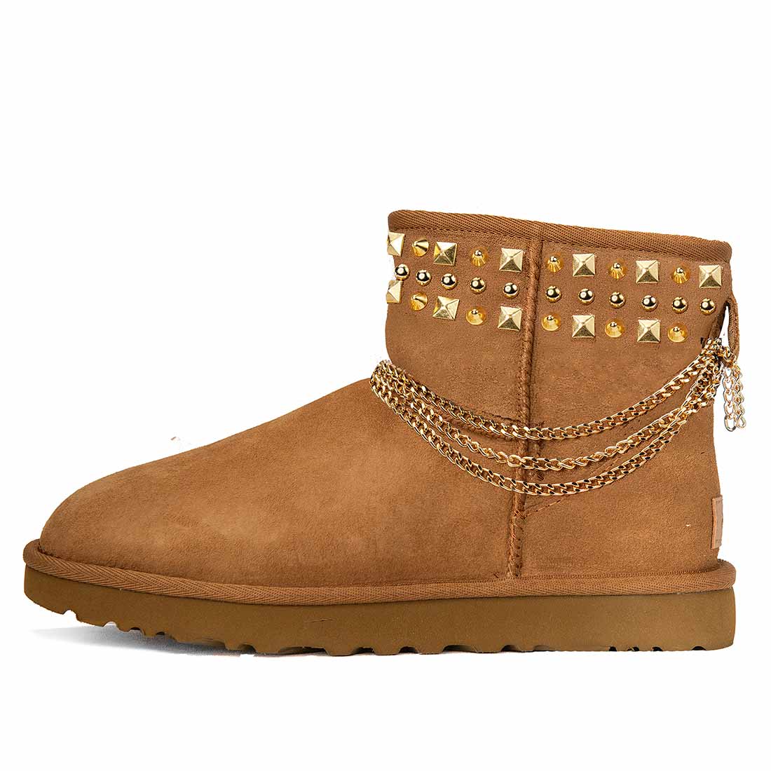 UGG mini classic con borchie e catene oro