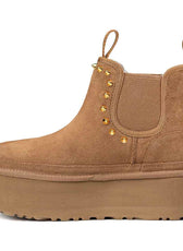 UGG NEUMEL PLATFORM CHELSEA colore Chestnut personalizzati con borchie oro