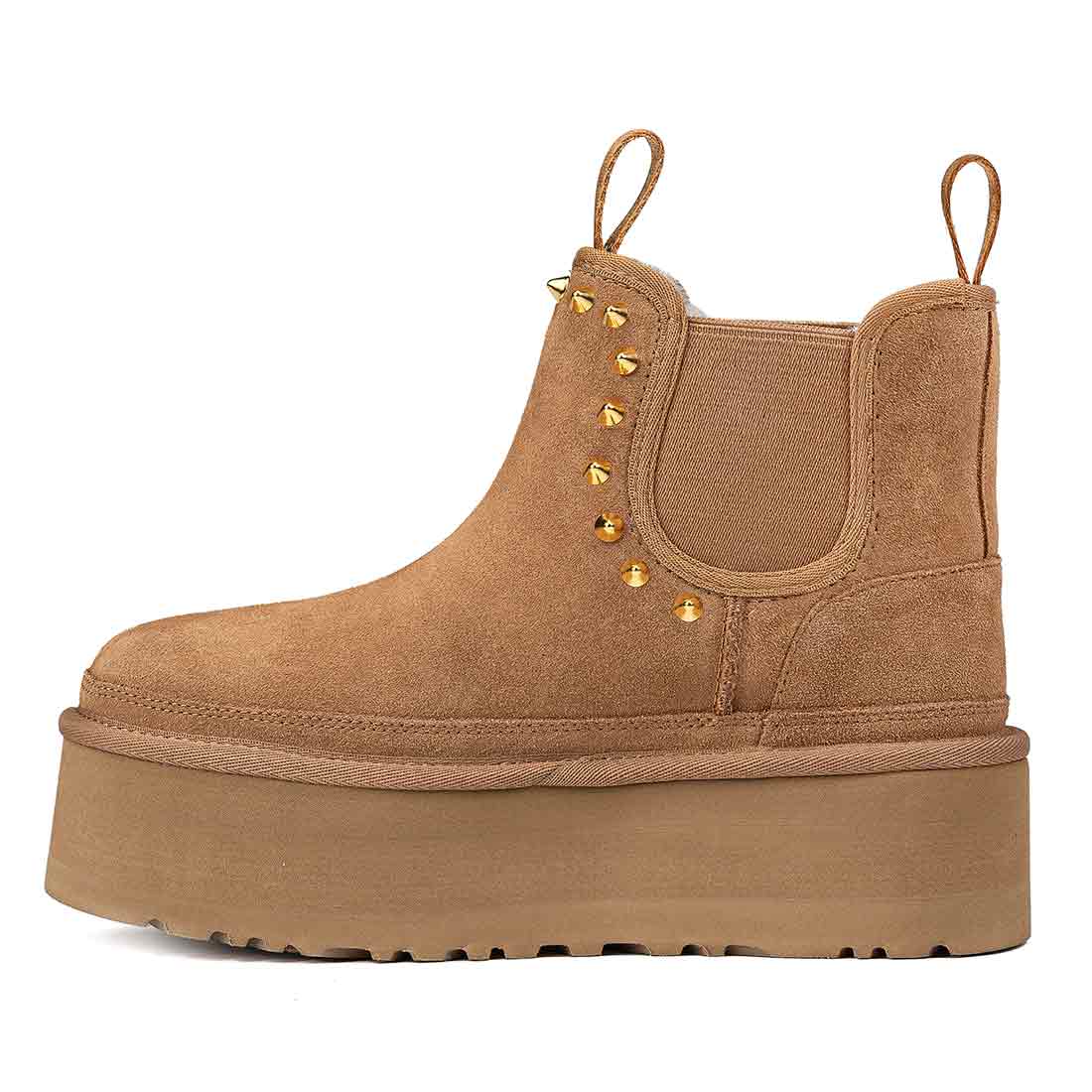 UGG NEUMEL PLATFORM CHELSEA colore Chestnut personalizzati con borchie oro