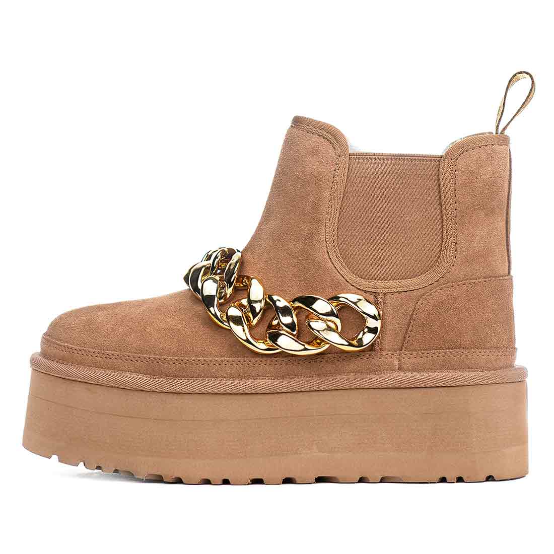 Stivaletti UGG platform con catena oro