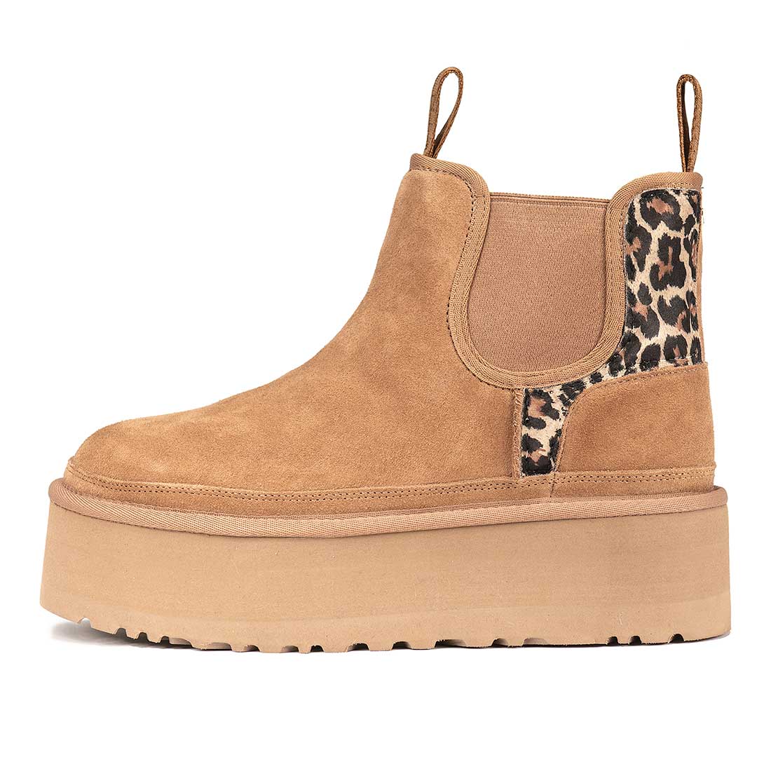 UGG NEUMEL PLATFORM CHELSEA colore Chestnut personalizzati a mano con inserti animalier llleopardati