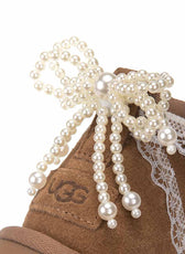 UGG con fiocco in perle e pizzo 