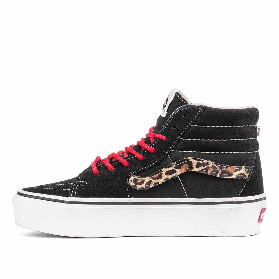 Vans con banda leoparata e lacci rossi