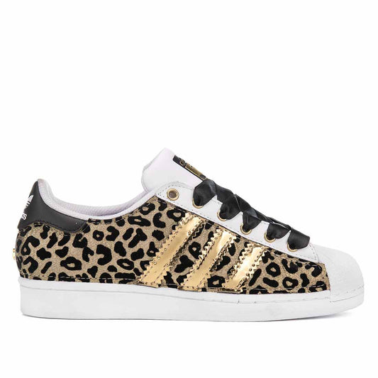 adidas Superstar color oro con tessuto leopardato e bande in reflex oro