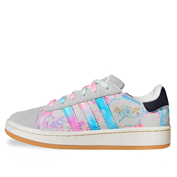 Adidas grigio con effetto acquarello rosa e azzurro