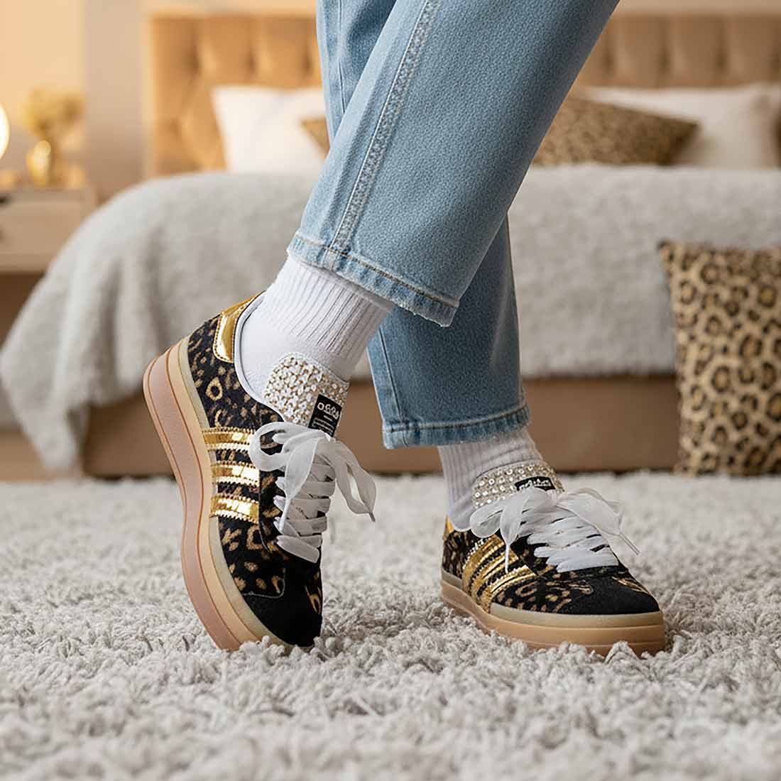 adidas leopardate oro laminato 