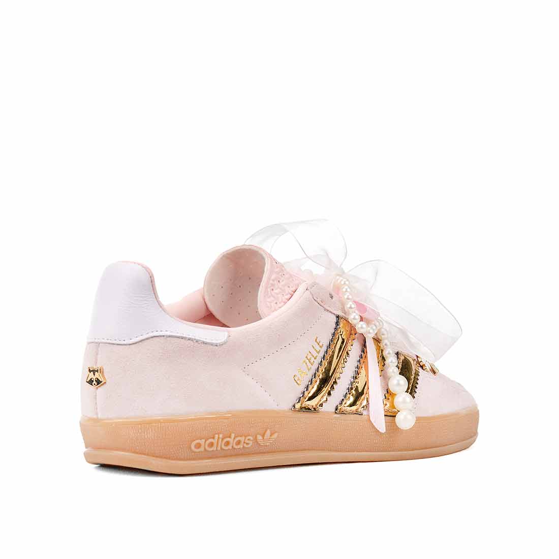 adidas rosa e oro con ciondolo personalizzato i lacci in tulle bianco e bande in oro reflex