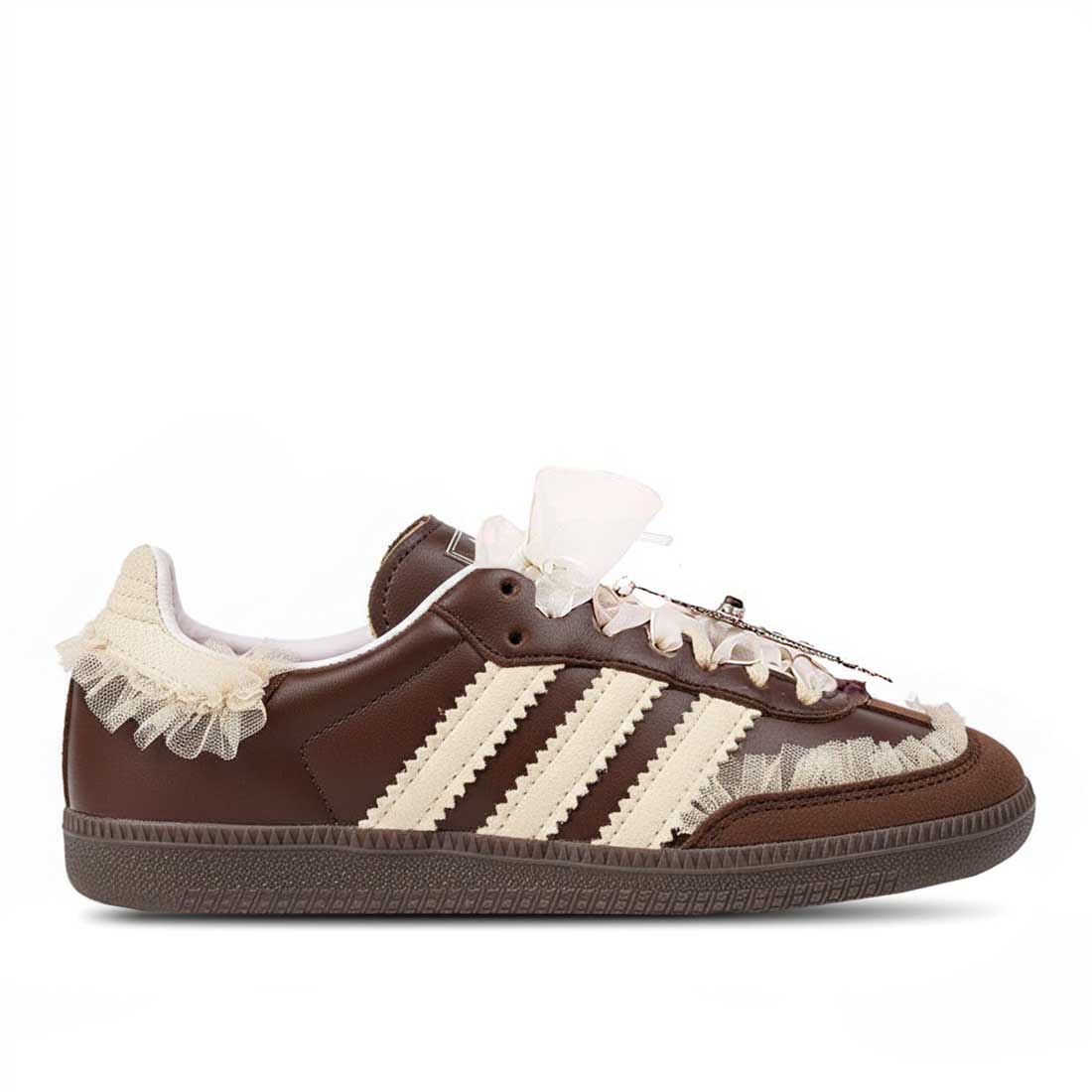 adidas samba con alcantara beige scarpa marrone e tulle con croce 