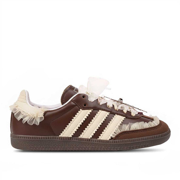 adidas samba con alcantara beige scarpa marrone e tulle con croce 