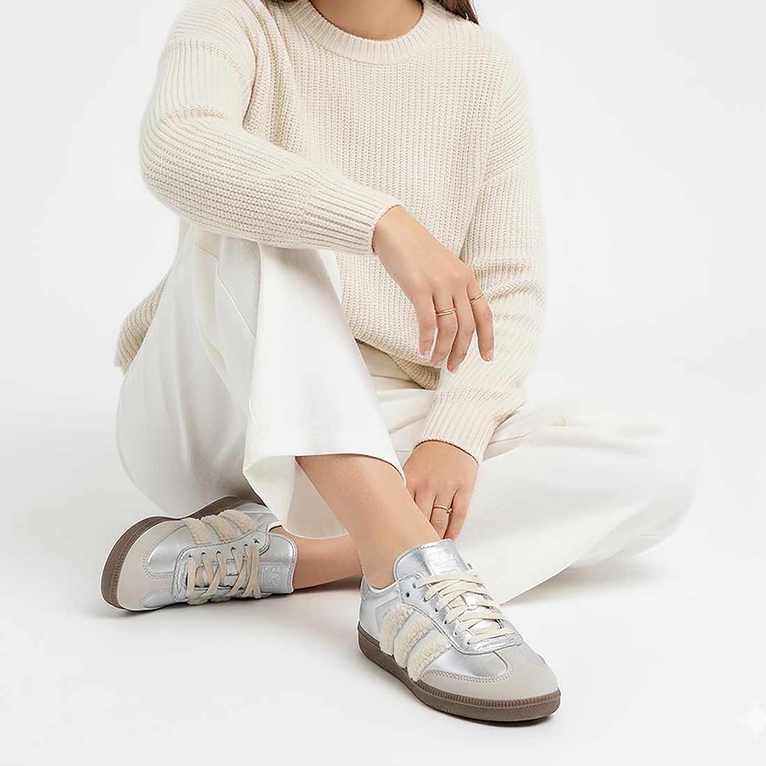 adidas samba argento laminato e teddy