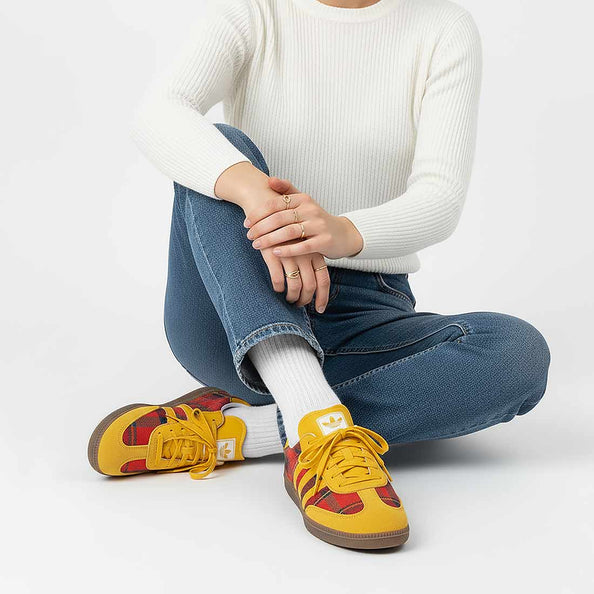 adidas samba giallo rosso blu con tartan