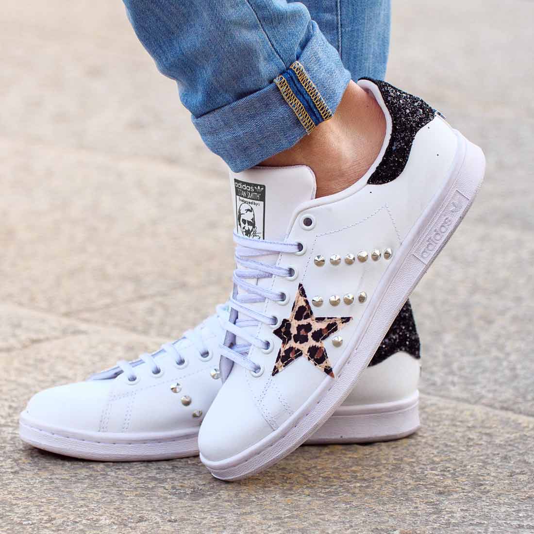 Adidas Stan Smith Stelle Leopardate con Borchie  - Outlet