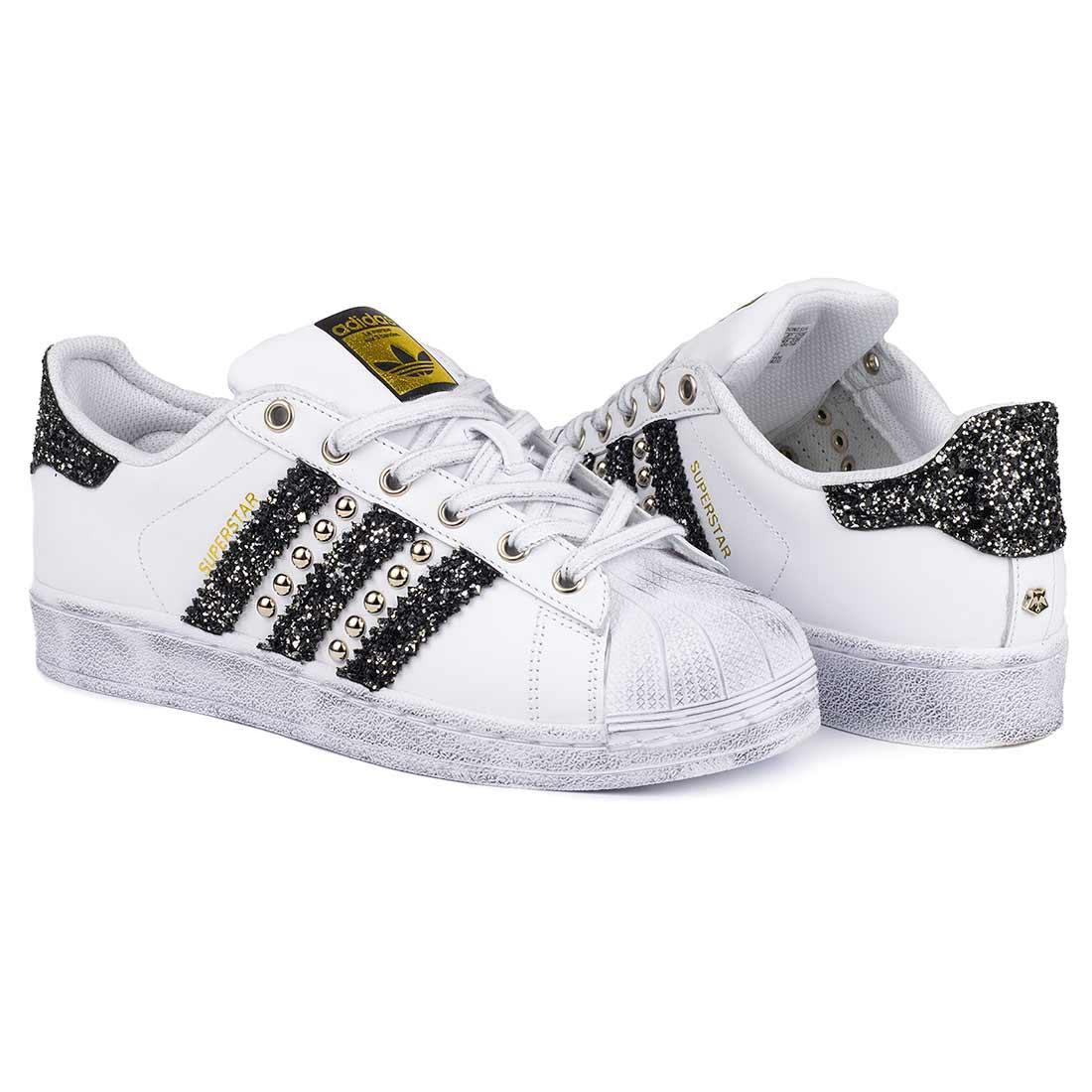 Adidas Superstar con Borchie e Glitter Nero - Outlet
