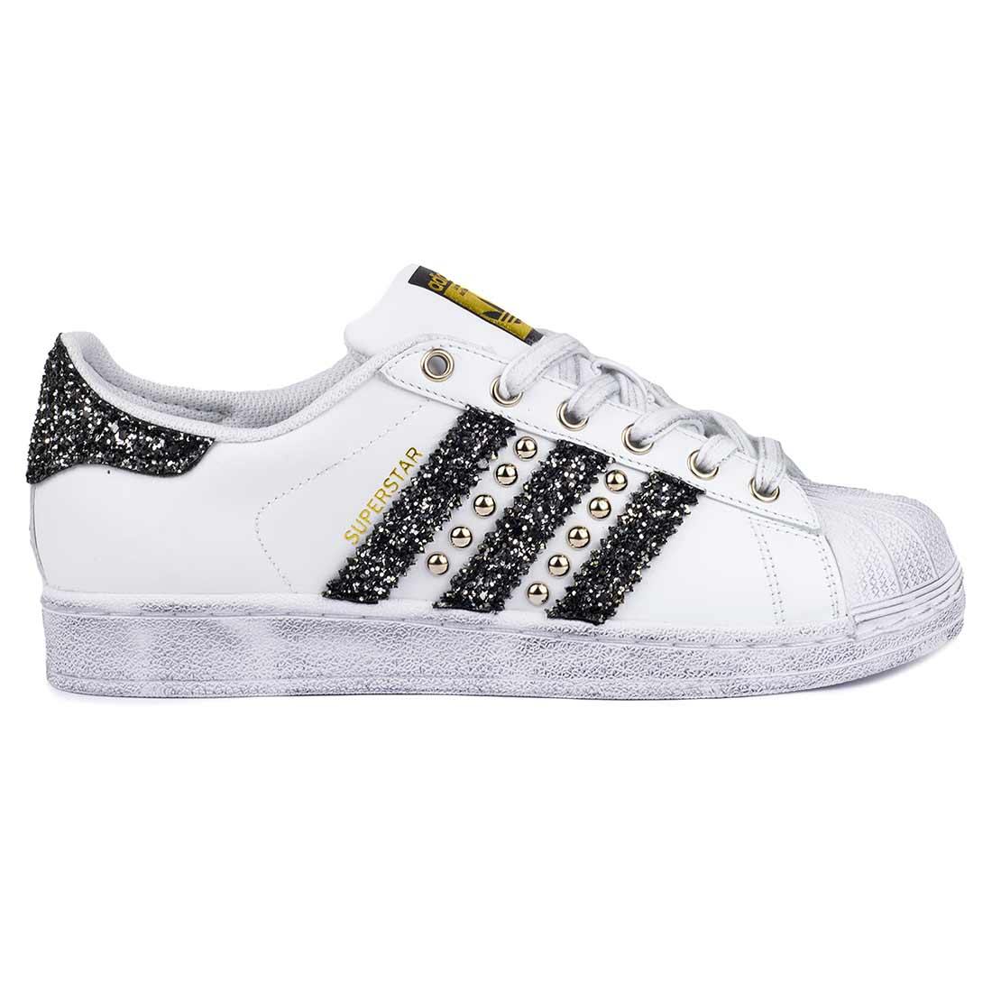 Adidas Superstar con Borchie e Glitter Nero - Outlet