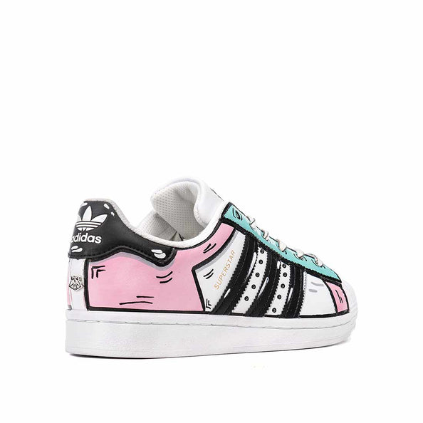adidas superstar cartoon rosa e azzurro pastello