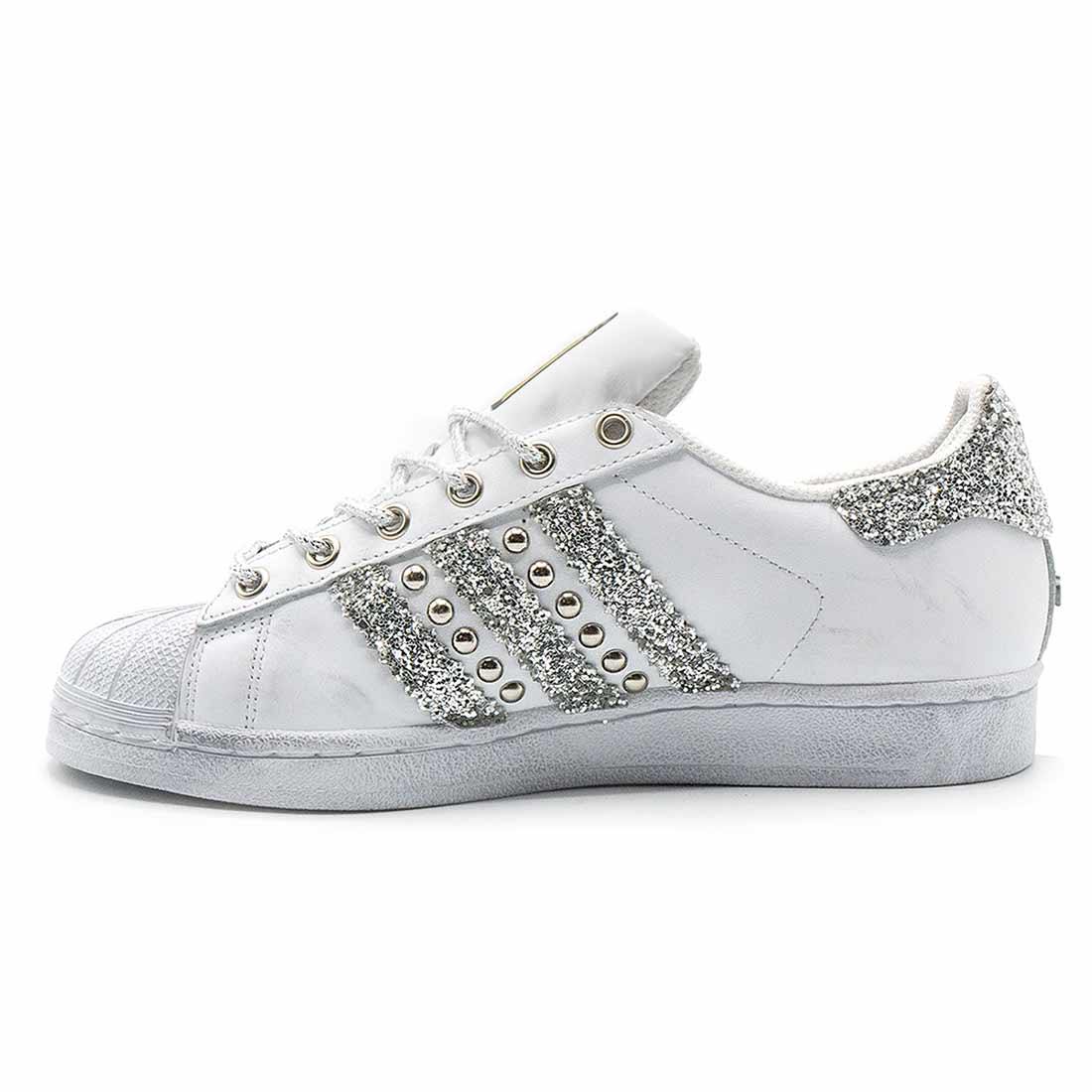 Adidas Superstar con Borchie e Glitter Argento - Outlet