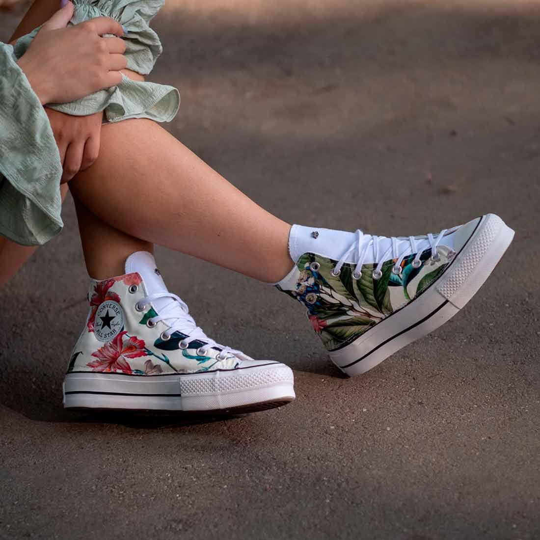 Converse All Star Alte Platform con Fiori - Outlet