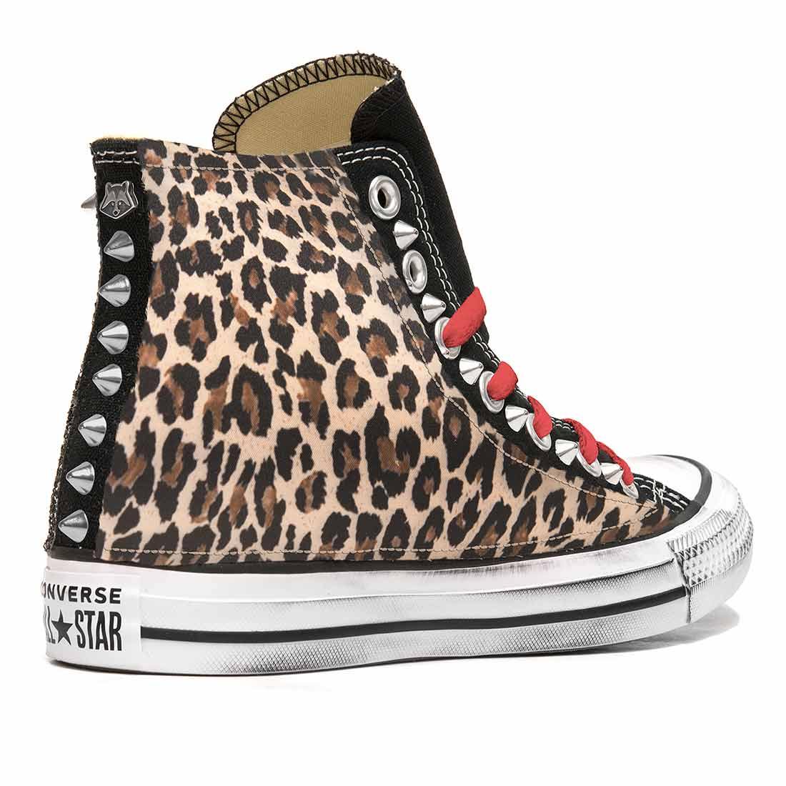Converse All Star Alte Leopardate con Borchiette - Outlet