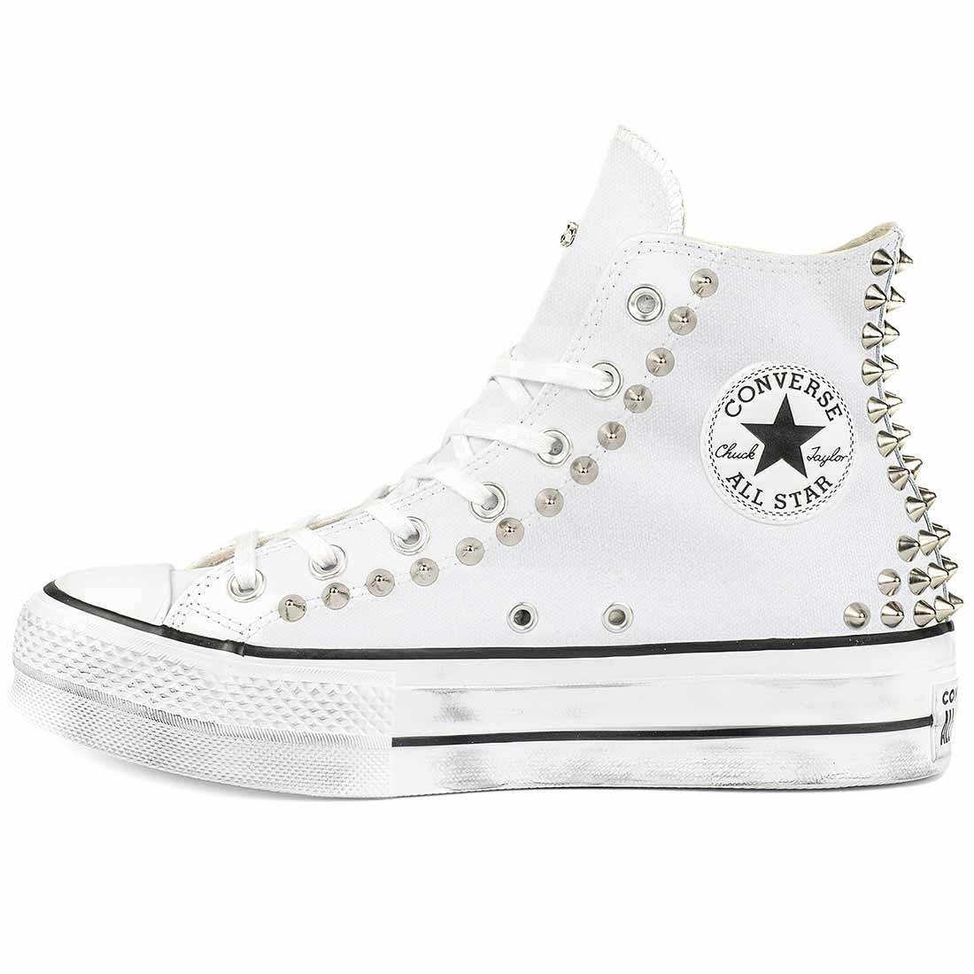 Converse All Star con Borchie - tela bianche - Outlet