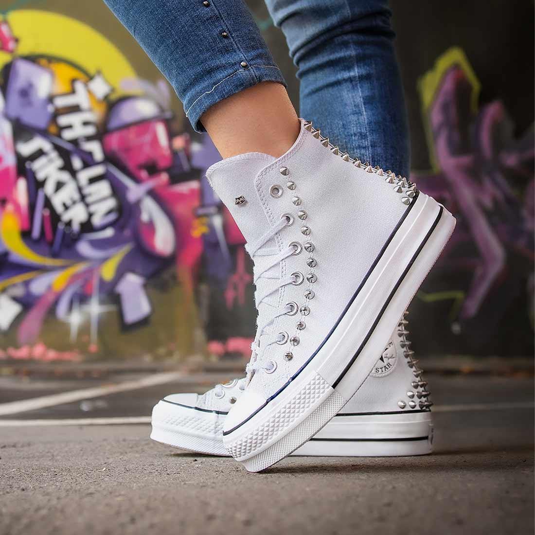 Converse All Star con Borchie - tela bianche - Outlet