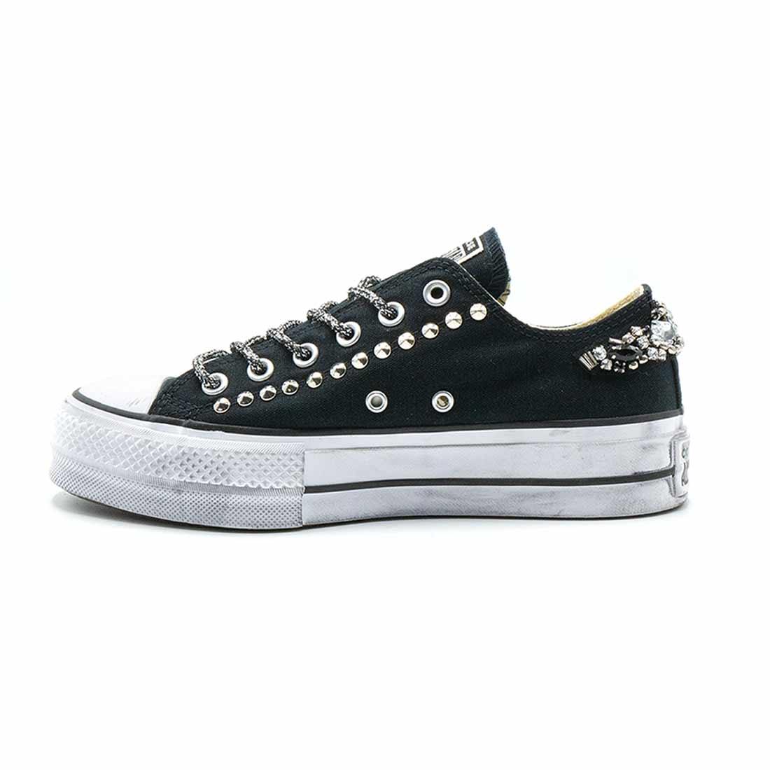 Converse All Star Basse suola Platform con Gioielli - Nere - Outlet